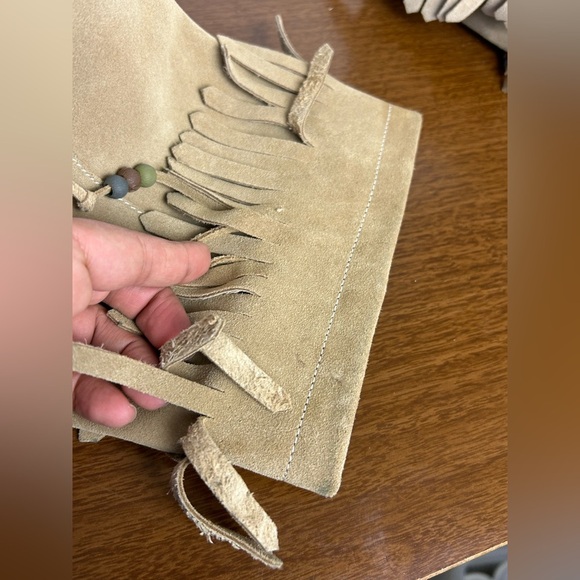 VTG Y2k Report Dubai Tan Suede Genuine leather Shoes Fringe platform Size 9 Wome - Picture 9 of 16